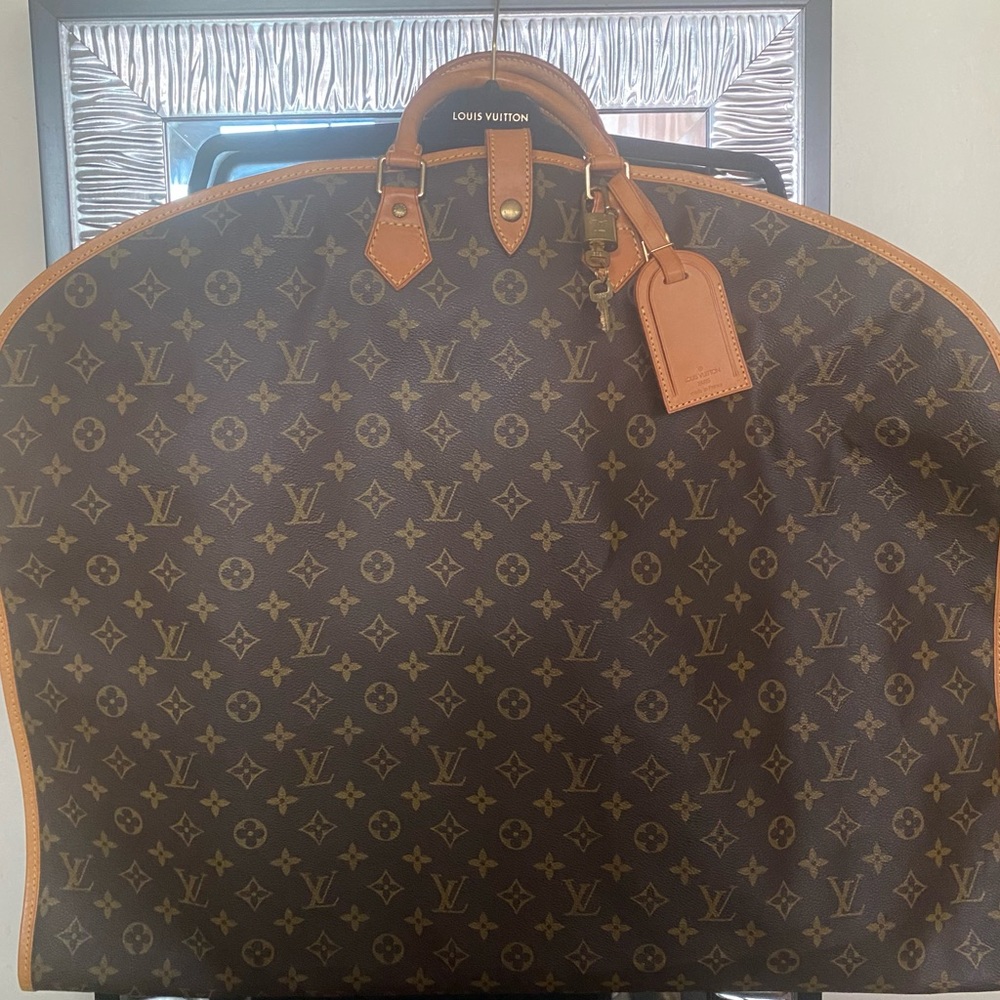 #AUTHENTIC LOUIS VUITTON MONOGRAM GARMENT BAG WITH TWO HANGERS AND DUST BAG